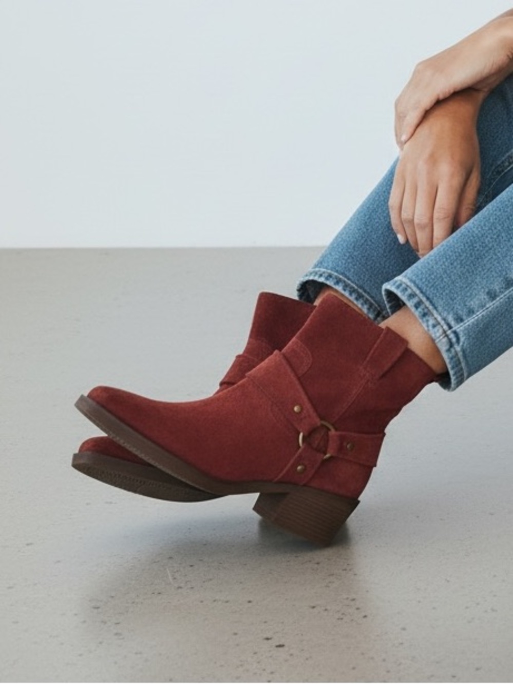 NEW  Sam Edelman Barrett Harness Bootie Red Suede Sz 8.5